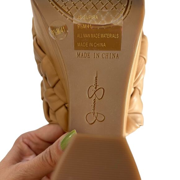 Jessica Simpson Supira Nude Platform Sandal Braided Faux Wood Mule Sandals 9.5 - Picture 8 of 8